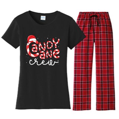 Candy Cane Crew Christmas Squad Xmas Family Matching Santa Women's Flannel Pajama Set