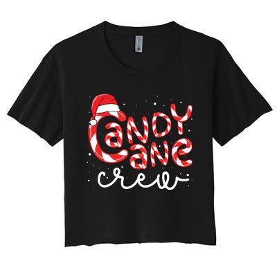 Candy Cane Crew Christmas Squad Xmas Family Matching Santa Women's Crop Top Tee