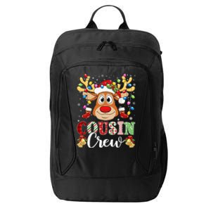 Christmas Cousin Crew Reindeer Santa Hat Lights Teens City Backpack