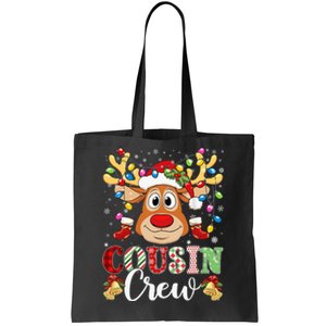 Christmas Cousin Crew Reindeer Santa Hat Lights Teens Tote Bag