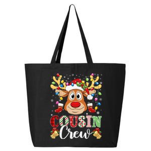 Christmas Cousin Crew Reindeer Santa Hat Lights Teens 25L Jumbo Tote