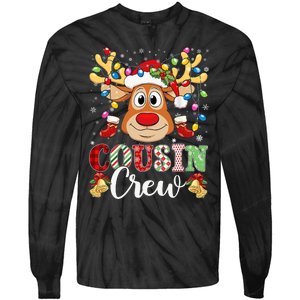 Christmas Cousin Crew Reindeer Santa Hat Lights Teens Tie-Dye Long Sleeve Shirt