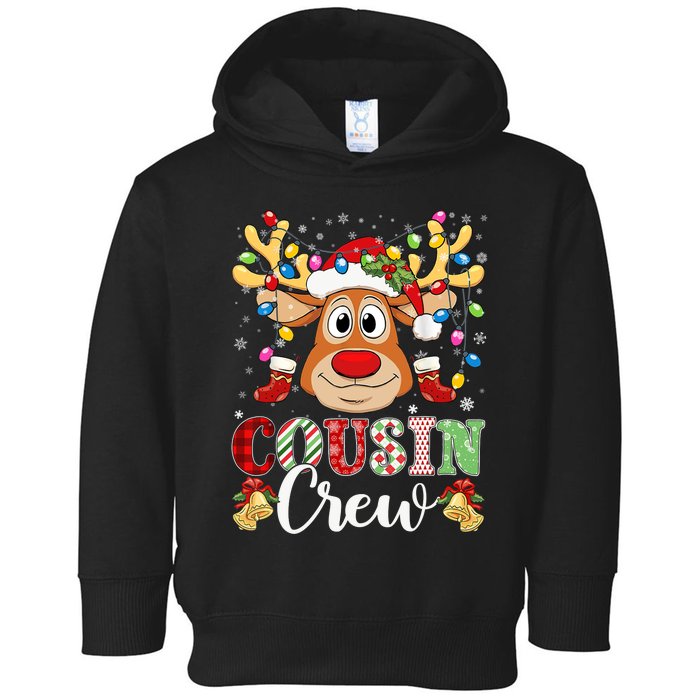 Christmas Cousin Crew Reindeer Santa Hat Lights Teens Toddler Hoodie