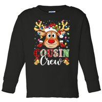 Christmas Cousin Crew Reindeer Santa Hat Lights Teens Toddler Long Sleeve Shirt