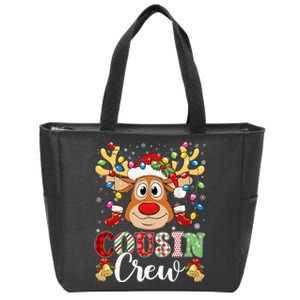 Christmas Cousin Crew Reindeer Santa Hat Lights Teens Zip Tote Bag