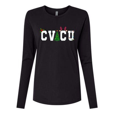 CVICU Christmas Cardiovascular Intensive Care Unit Nurse ICU Womens Cotton Relaxed Long Sleeve T-Shirt