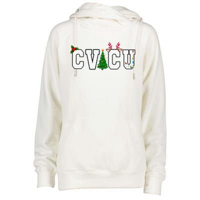 CVICU Christmas Cardiovascular Intensive Care Unit Nurse ICU Womens Funnel Neck Pullover Hood