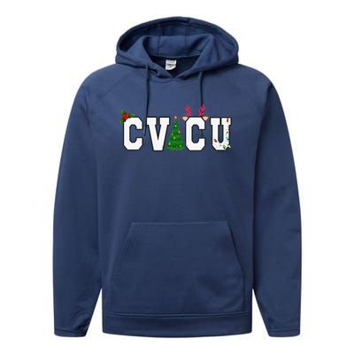 CVICU Christmas Cardiovascular Intensive Care Unit Nurse ICU Performance Fleece Hoodie