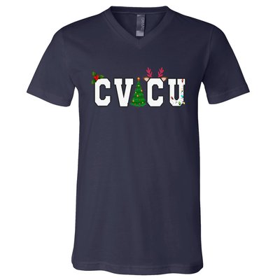 CVICU Christmas Cardiovascular Intensive Care Unit Nurse ICU V-Neck T-Shirt