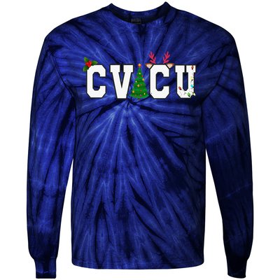 CVICU Christmas Cardiovascular Intensive Care Unit Nurse ICU Tie-Dye Long Sleeve Shirt