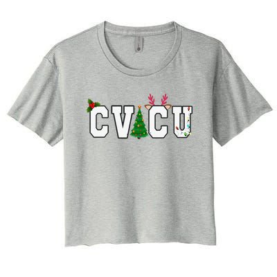 CVICU Christmas Cardiovascular Intensive Care Unit Nurse ICU Women's Crop Top Tee