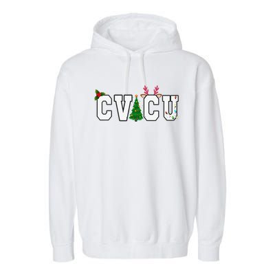 CVICU Christmas Cardiovascular Intensive Care Unit Nurse ICU Garment-Dyed Fleece Hoodie