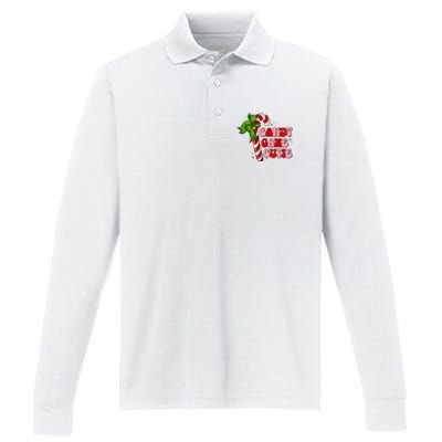 Christmas Candy Cane Cutie Cute groovy Xmas  Performance Long Sleeve Polo