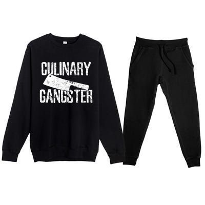 Chef Cook Cooking Culinary Gangster Vintage Gift Premium Crewneck Sweatsuit Set