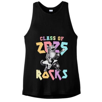 Cute Cat Class Of 2025 Rocks Graduation Signature Autographs Ladies PosiCharge Tri-Blend Wicking Tank