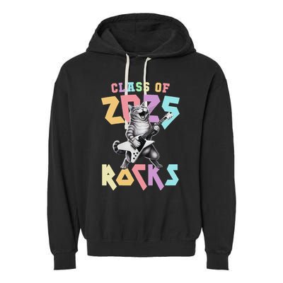 Cute Cat Class Of 2025 Rocks Graduation Signature Autographs Garment-Dyed Fleece Hoodie