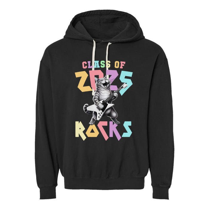Cute Cat Class Of 2025 Rocks Graduation Signature Autographs Garment-Dyed Fleece Hoodie