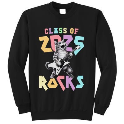 Cute Cat Class Of 2025 Rocks Graduation Signature Autographs Sweatshirt