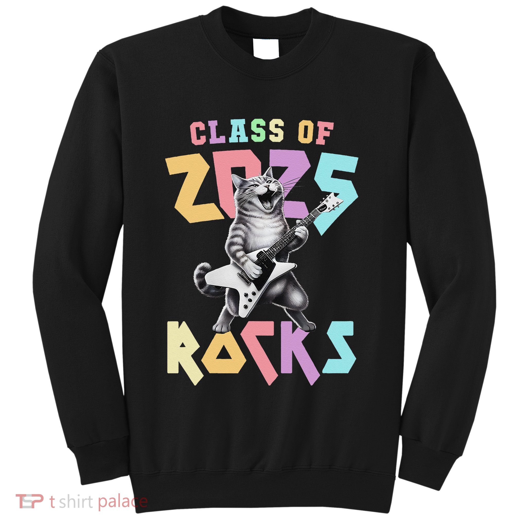 Cute Cat Class Of 2025 Rocks Graduation Signature Autographs Sweatshirt