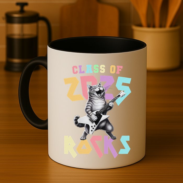 Cute Cat Class Of 2025 Rocks Graduation Signature Autographs Mug