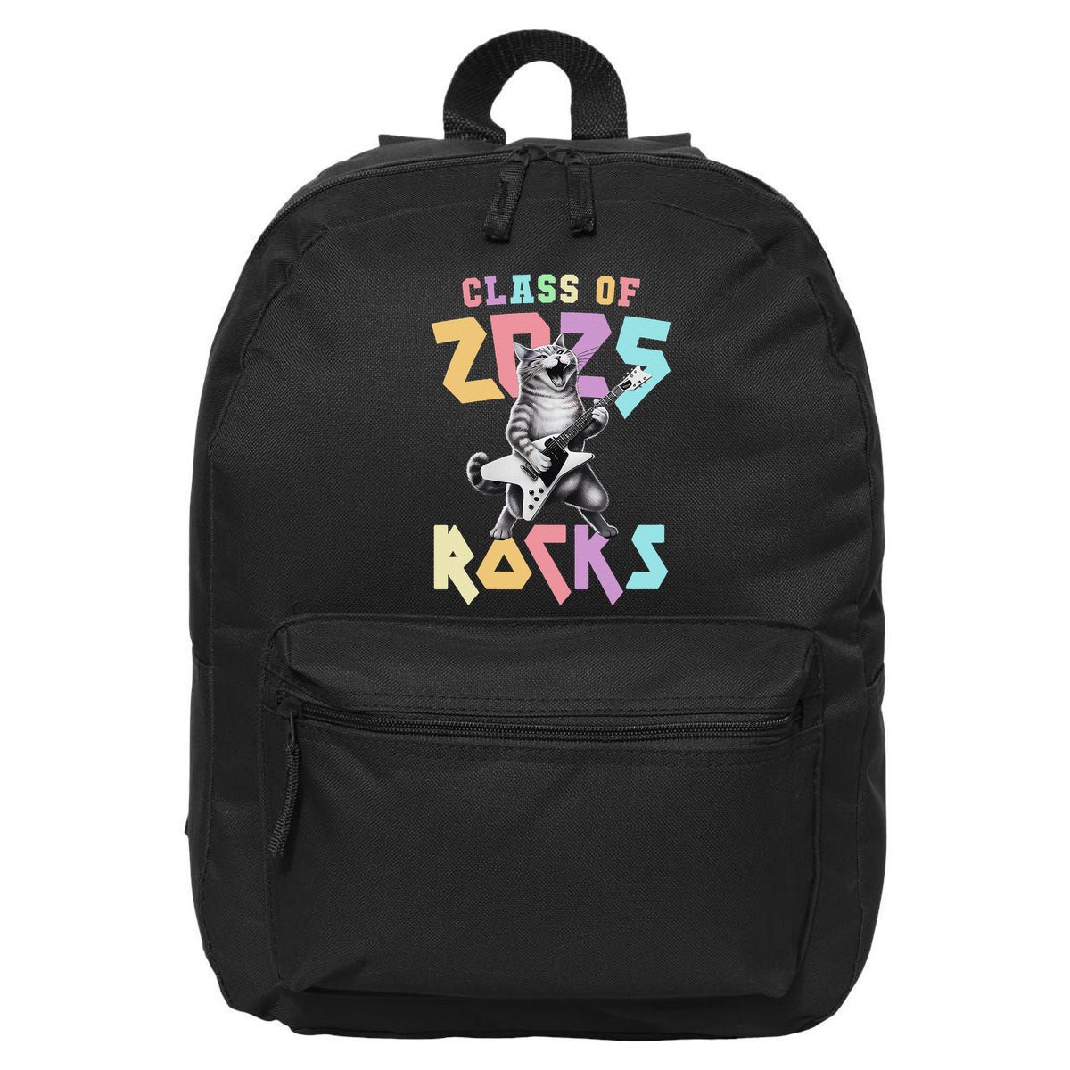 Cute Cat Class Of 2025 Rocks Graduation Signature Autographs 16 in Basic Backpack