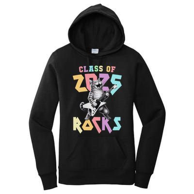 Cute Cat Class Of 2025 Rocks Graduation Signature Autographs Women's Pullover Hoodie