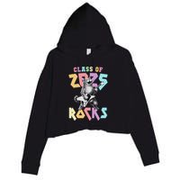 Cute Cat Class Of 2025 Rocks Graduation Signature Autographs Crop Fleece Hoodie
