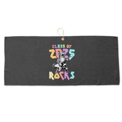 Cute Cat Class Of 2025 Rocks Graduation Signature Autographs Large Microfiber Waffle Golf Towel