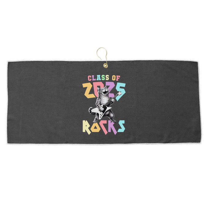Cute Cat Class Of 2025 Rocks Graduation Signature Autographs Large Microfiber Waffle Golf Towel