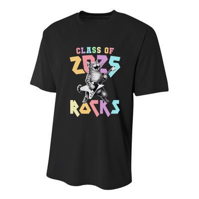 Cute Cat Class Of 2025 Rocks Graduation Signature Autographs Youth Performance Sprint T-Shirt