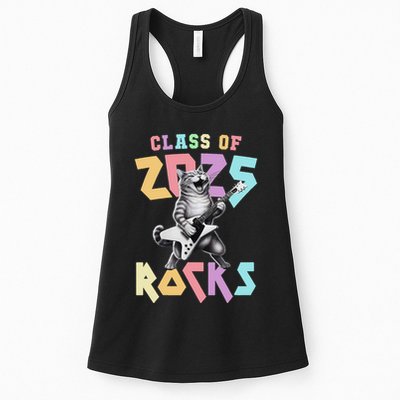 Cute Cat Class Of 2025 Rocks Graduation Signature Autographs Womens Tank Top