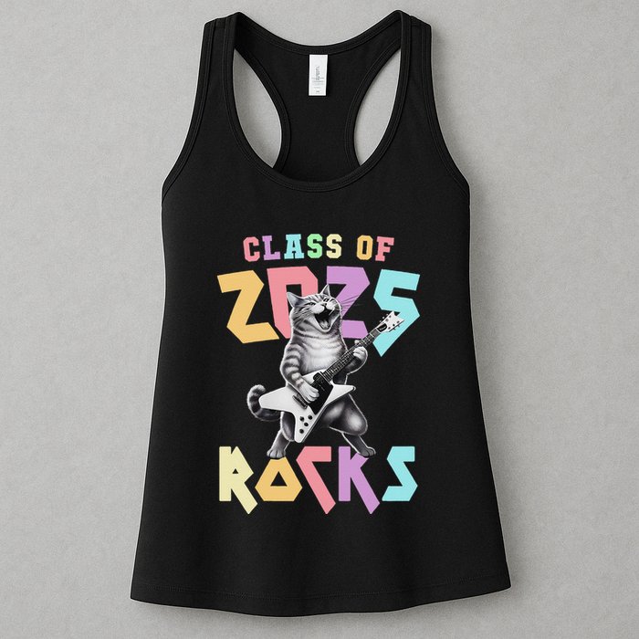Cute Cat Class Of 2025 Rocks Graduation Signature Autographs Womens Tank Top