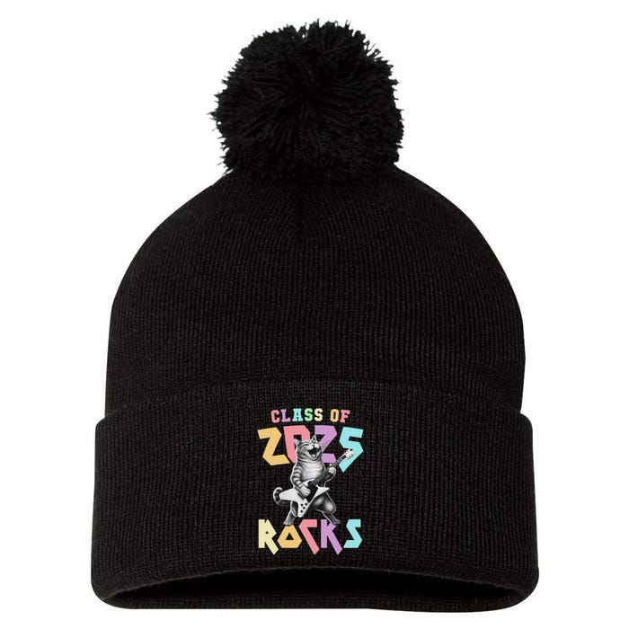 Cute Cat Class Of 2025 Rocks Graduation Signature Autographs Pom Pom 12in Knit Beanie