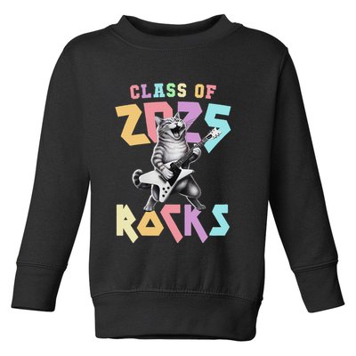 Cute Cat Class Of 2025 Rocks Graduation Signature Autographs Toddler Sweatshirt