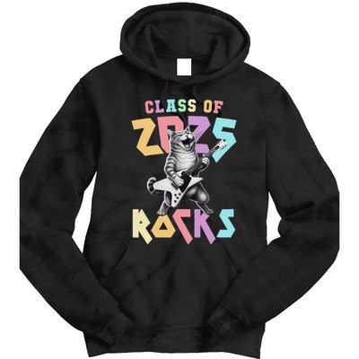 Cute Cat Class Of 2025 Rocks Graduation Signature Autographs Tie Dye Hoodie
