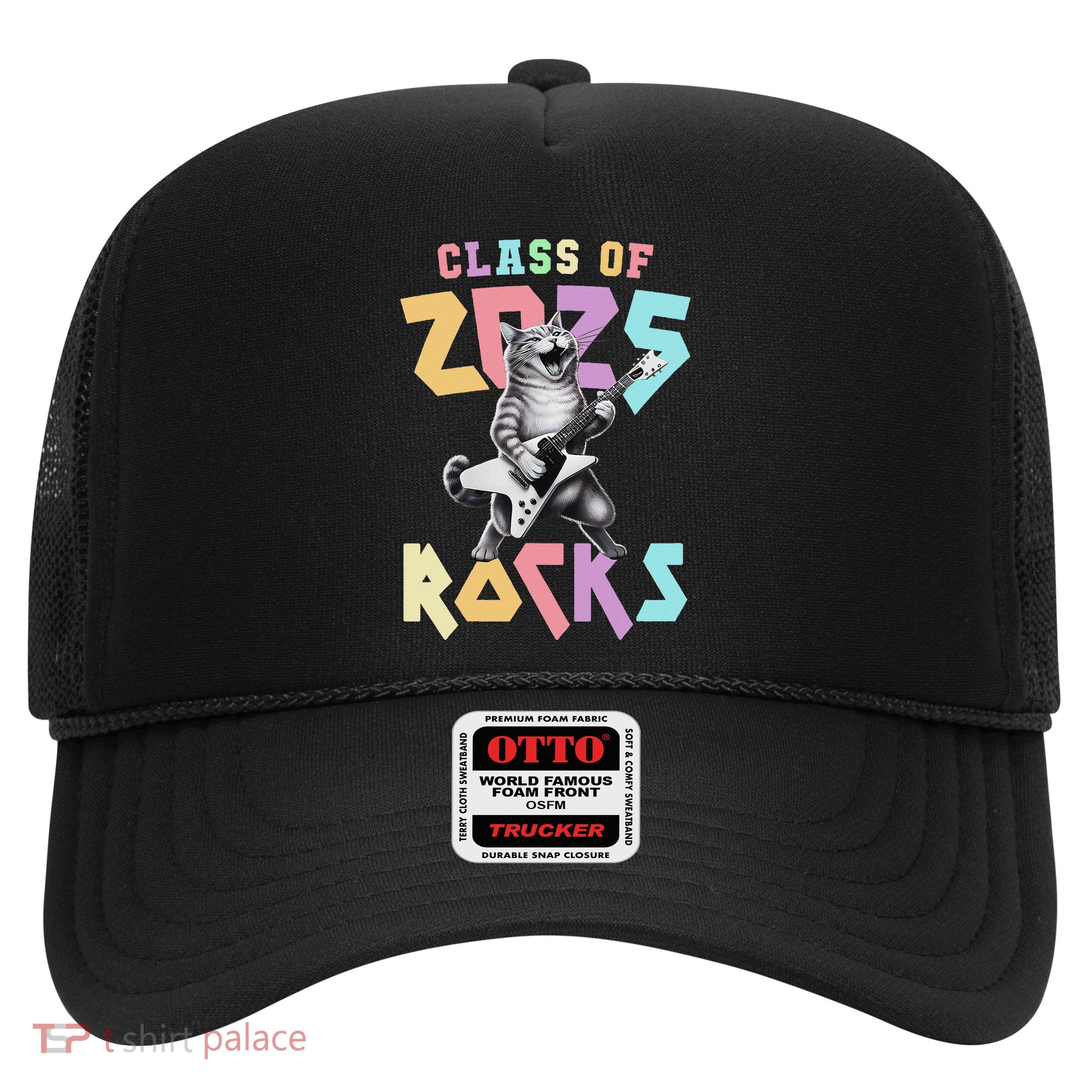 Cute Cat Class Of 2025 Rocks Graduation Signature Autographs Trucker Hat
