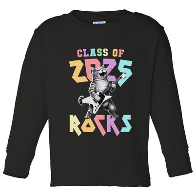 Cute Cat Class Of 2025 Rocks Graduation Signature Autographs Toddler Long Sleeve Shirt