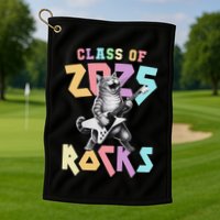 Cute Cat Class Of 2025 Rocks Graduation Signature Autographs Golf Towel