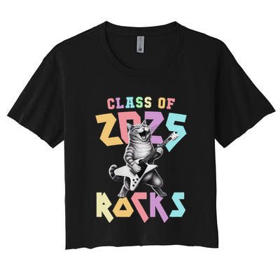 Cute Cat Class Of 2025 Rocks Graduation Signature Autographs Crop Top