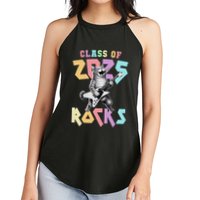 Cute Cat Class Of 2025 Rocks Graduation Signature Autographs Women's Perfect Tri Rocker Tank