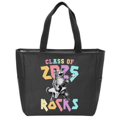 Cute Cat Class Of 2025 Rocks Graduation Signature Autographs Zip Tote Bag