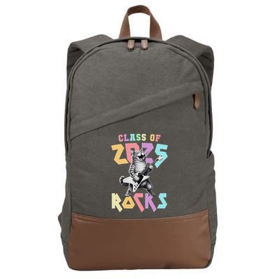 Cute Cat Class Of 2025 Rocks Graduation Signature Autographs Cotton Canvas Backpack