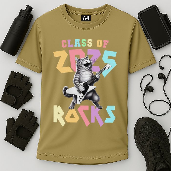 Cute Cat Class Of 2025 Rocks Graduation Signature Autographs Performance Shirt