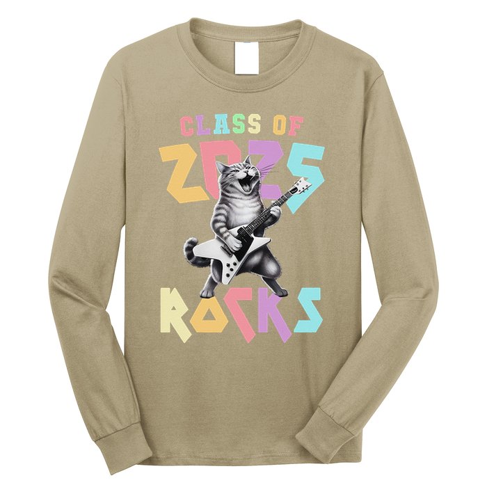 Cute Cat Class Of 2025 Rocks Graduation Signature Autographs Long Sleeve Shirt