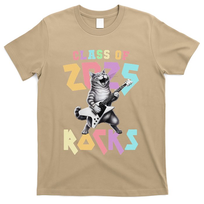 Cute Cat Class Of 2025 Rocks Graduation Signature Autographs T-Shirt
