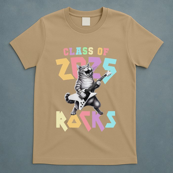 Cute Cat Class Of 2025 Rocks Graduation Signature Autographs T-Shirt