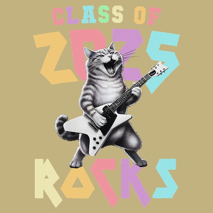 Cute Cat Class Of 2025 Rocks Graduation Signature Autographs T-Shirt