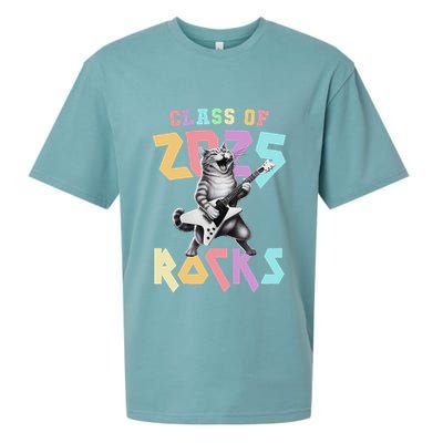Cute Cat Class Of 2025 Rocks Graduation Signature Autographs Sueded Cloud Jersey T-Shirt