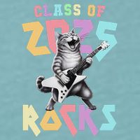 Cute Cat Class Of 2025 Rocks Graduation Signature Autographs Sueded Cloud Jersey T-Shirt