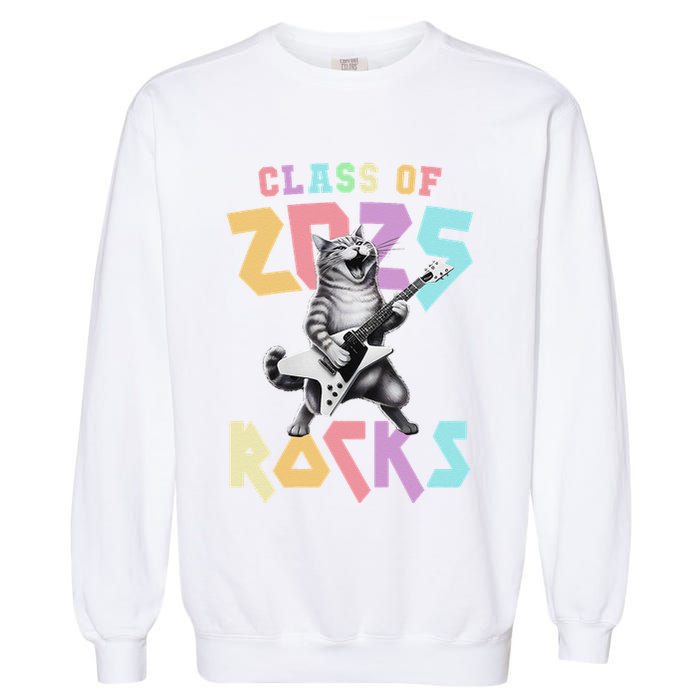 Cute Cat Class Of 2025 Rocks Graduation Signature Autographs Garment-Dyed Sweatshirt